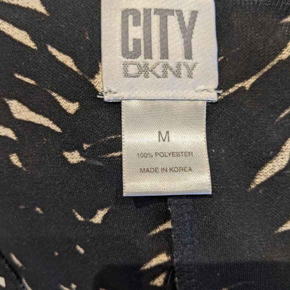 7. City DKNY Black White Wrap Dress Midi Medium - Picture 6 of 7